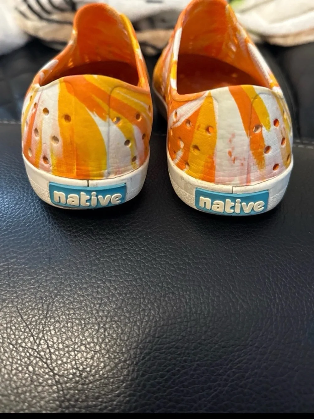 Native Kids Water Shoes Orange Marble Slip-On